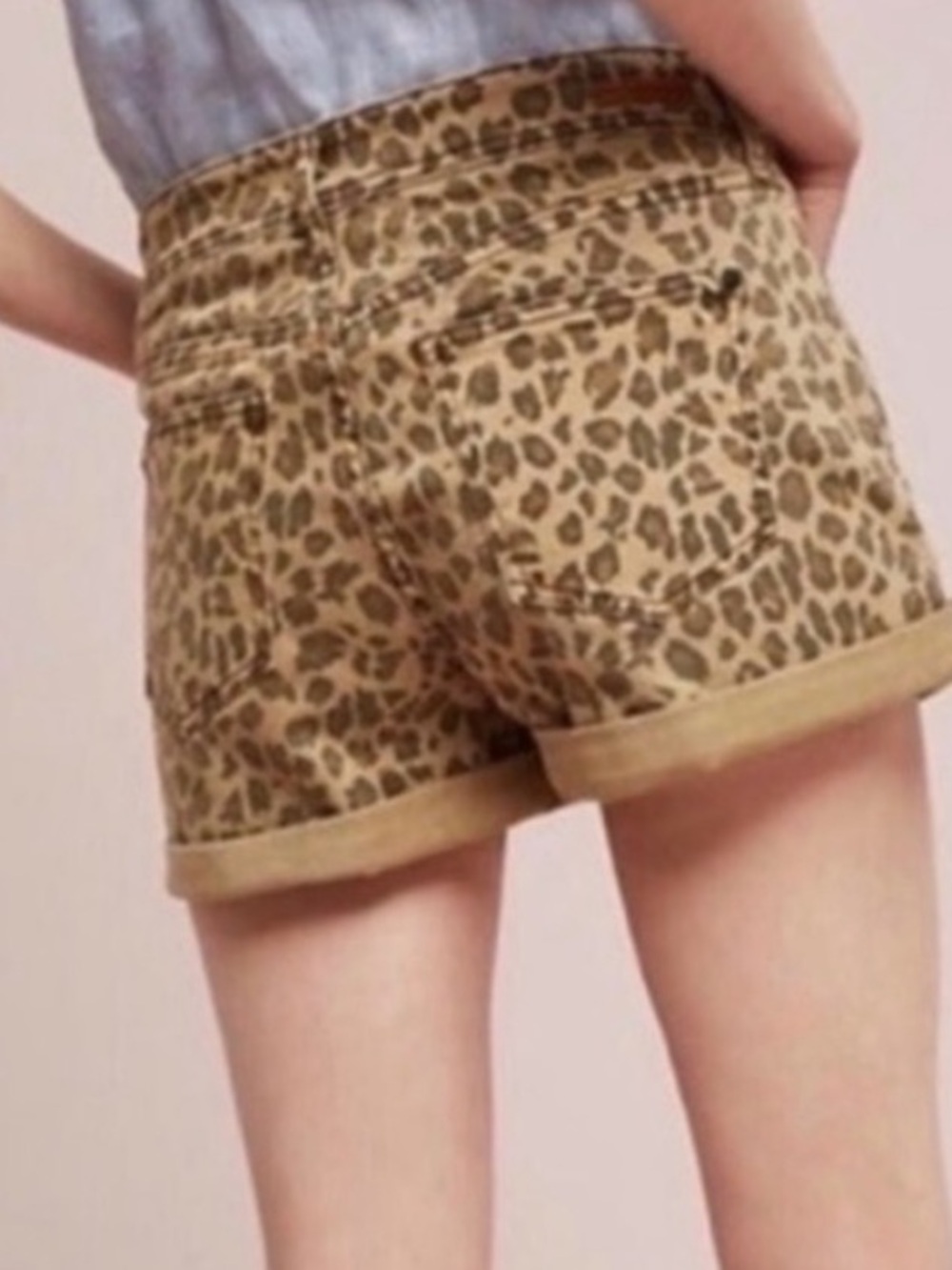Pilcro Anthropologie tan brown cheetah hyphen shorts size 27